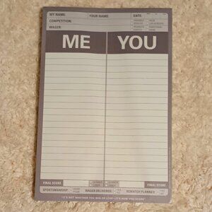NWT ~ Knock Knock "Me Vs. You" Novelty Competition Tracking Pad, 6 x 9-inches